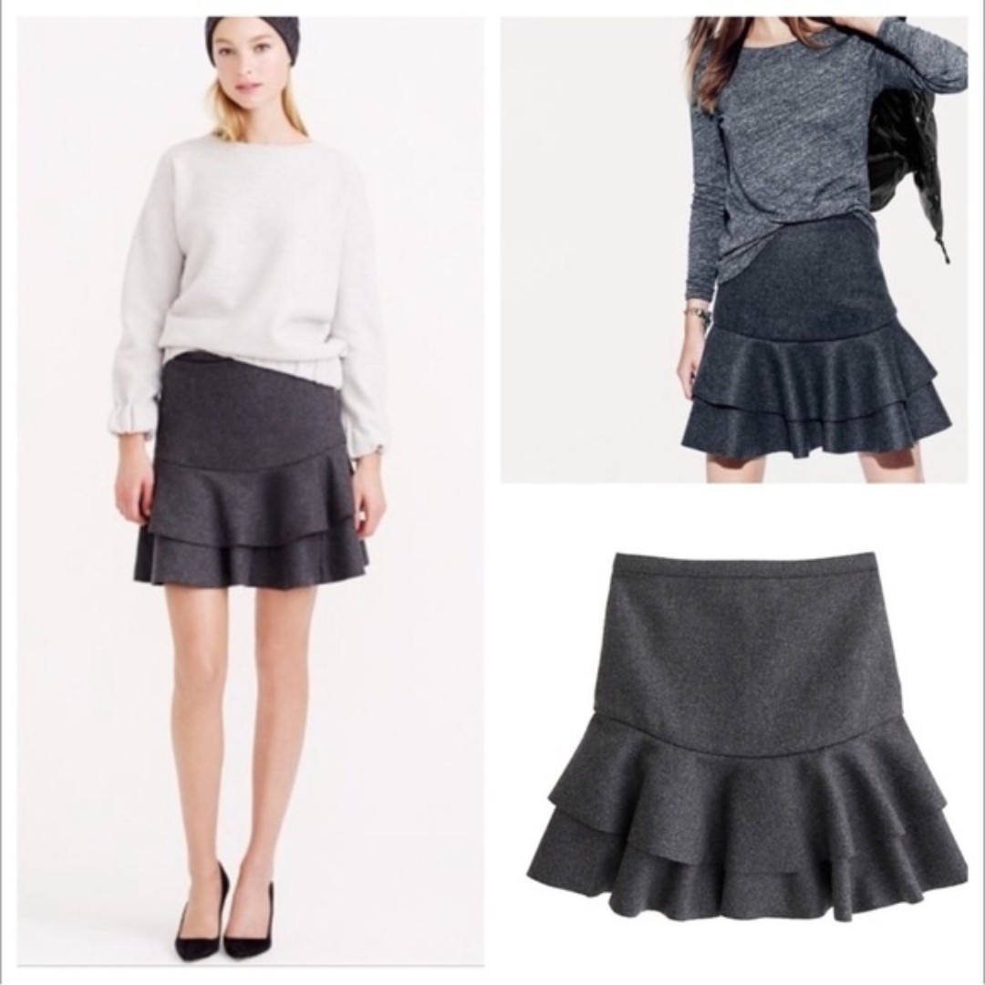 J Crew wool blend ruffle skirt