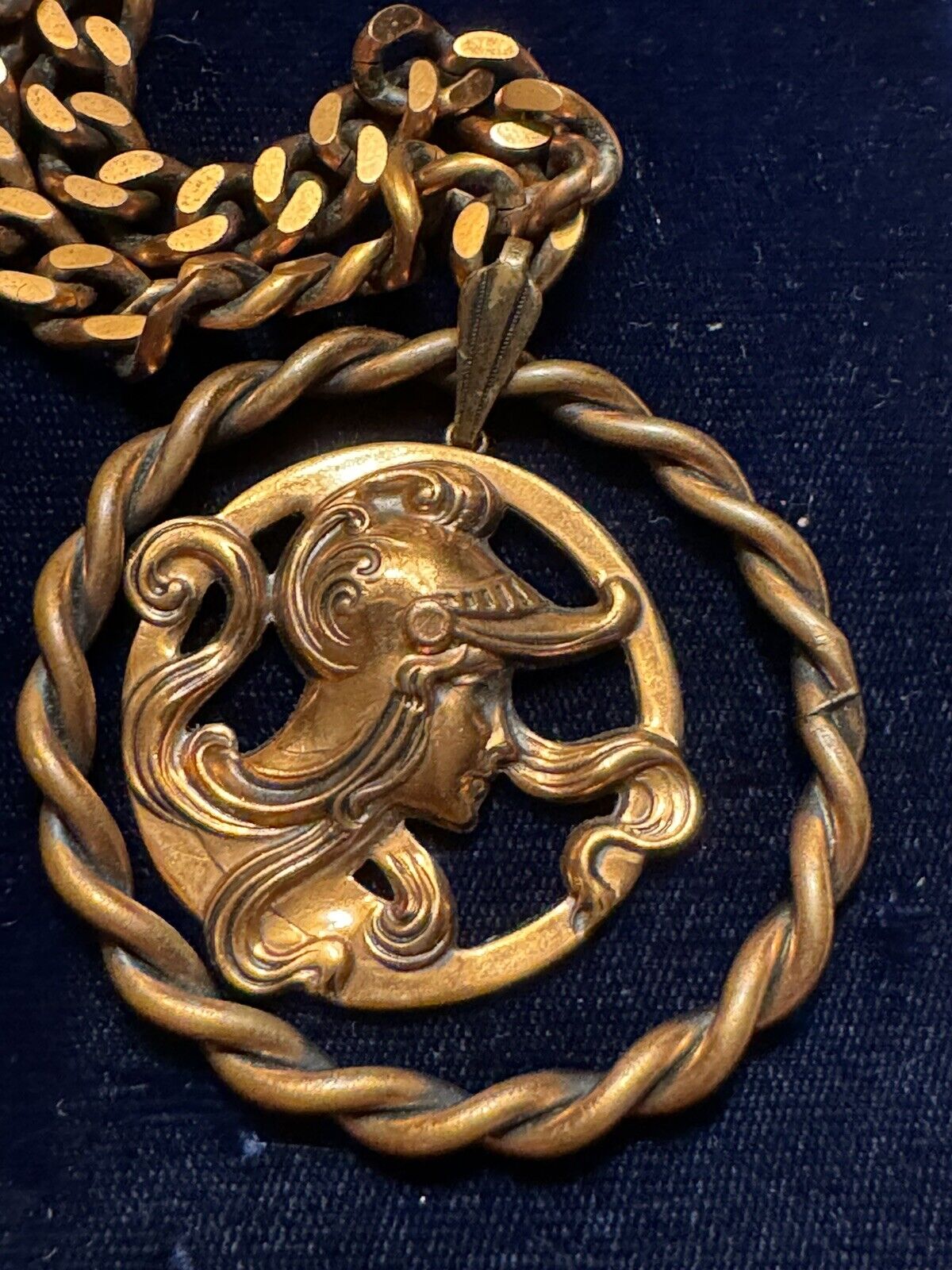 Roman Copper Pendant And Chain Vintage