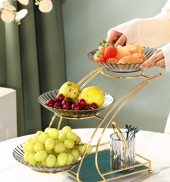 Light luxury multi-layer glass fruit plate
