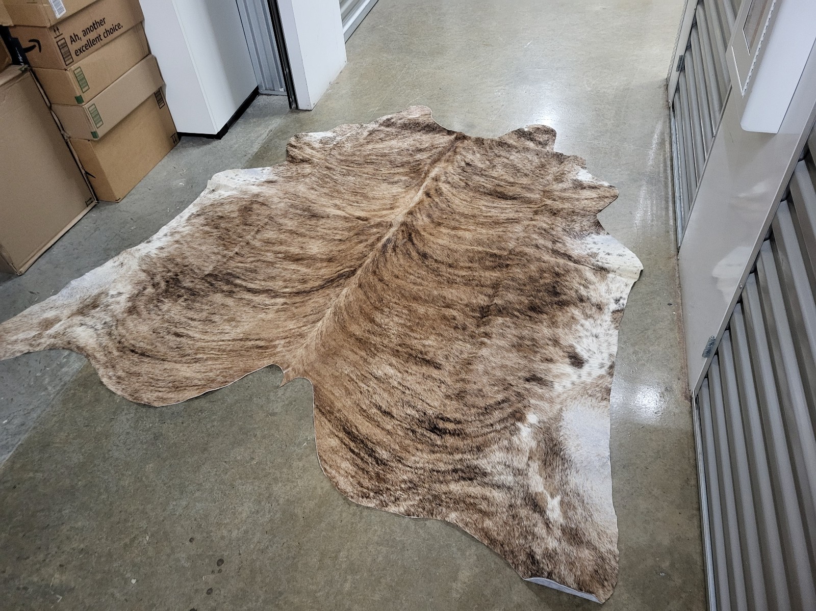 Leather Rug #709, Brindle Rustic, New Cowhide Genuine Size 72x72 inches.