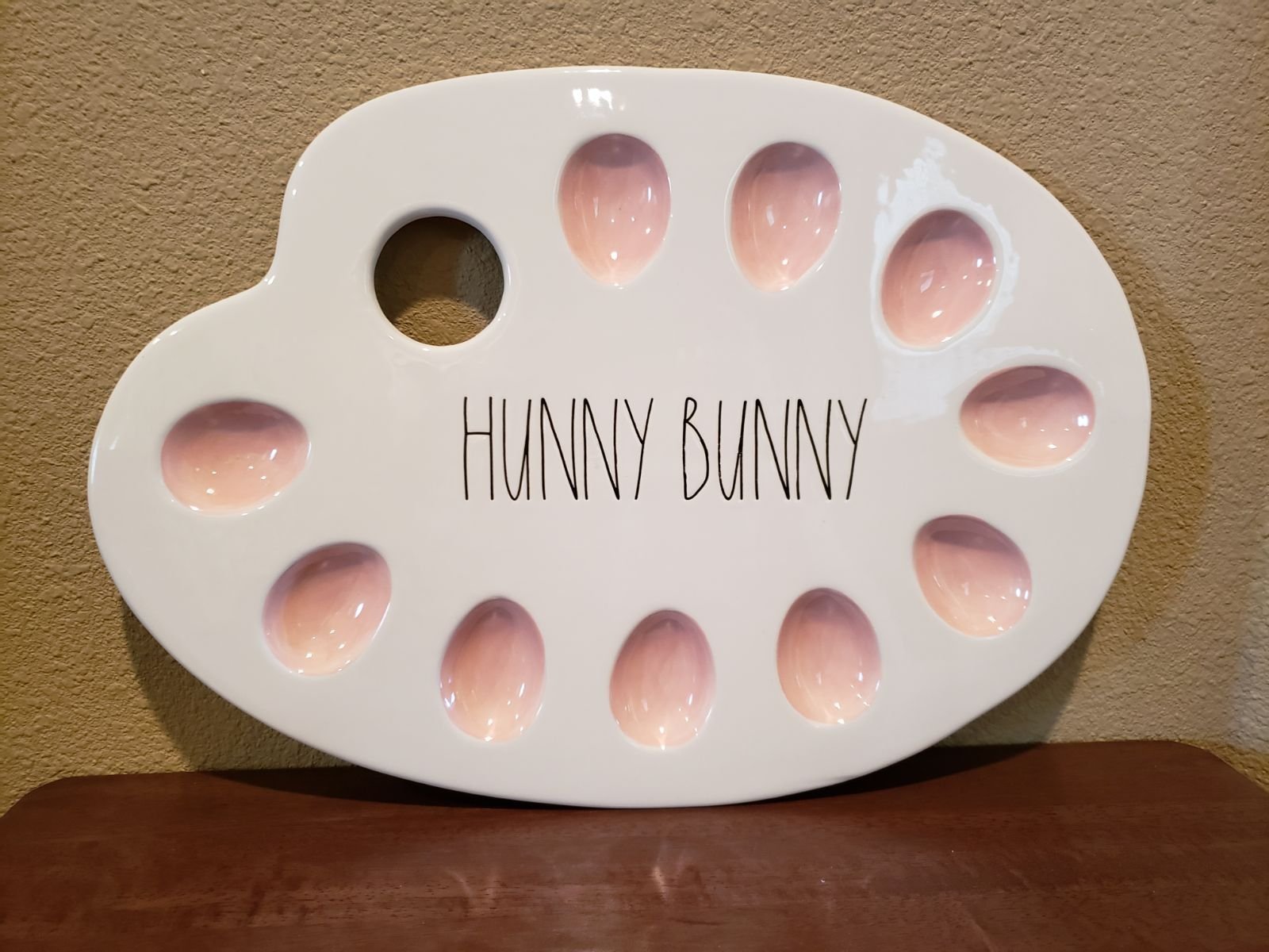 Rae Dunn HUNNY BUNNY Egg Platter Ceramic