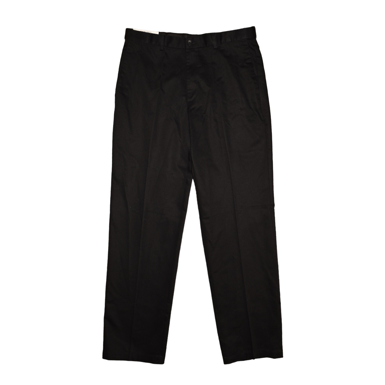 HAGGAR NEW 65 Classic Fit No-Iron Flat Front Khaki Pant in Black Men's 36
