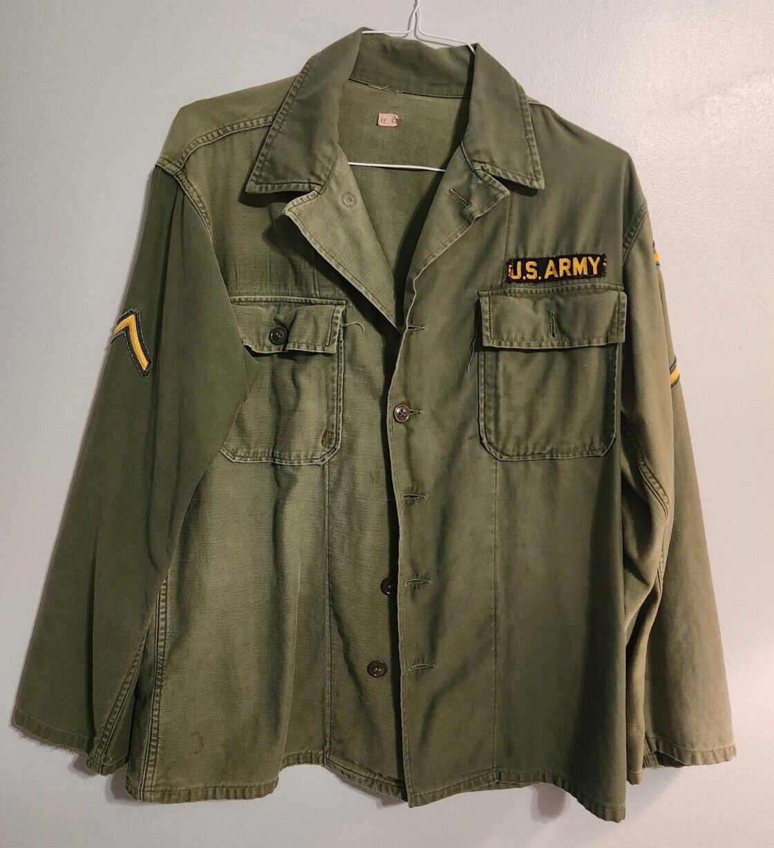 Vintage US Army Long Sleeve Shirt Camo Green Military
