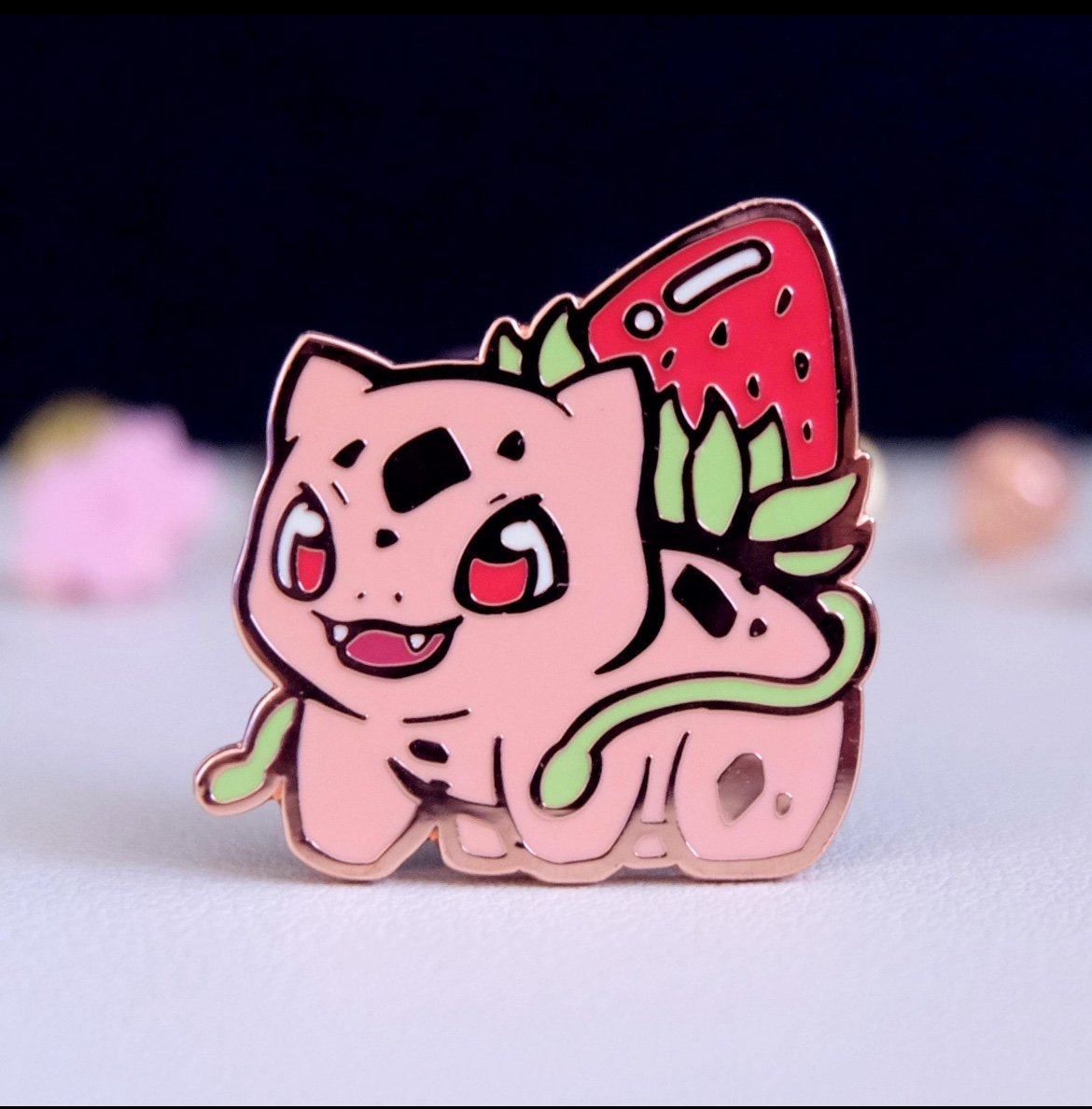 Pokemon Kawaii Pink Strawberry Bulbasaur Enamel Pin