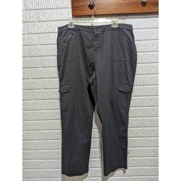 Style & Co. Women's Gray Mid-Rise Straight-Leg Side Pocket Cargo Pants Size 18W