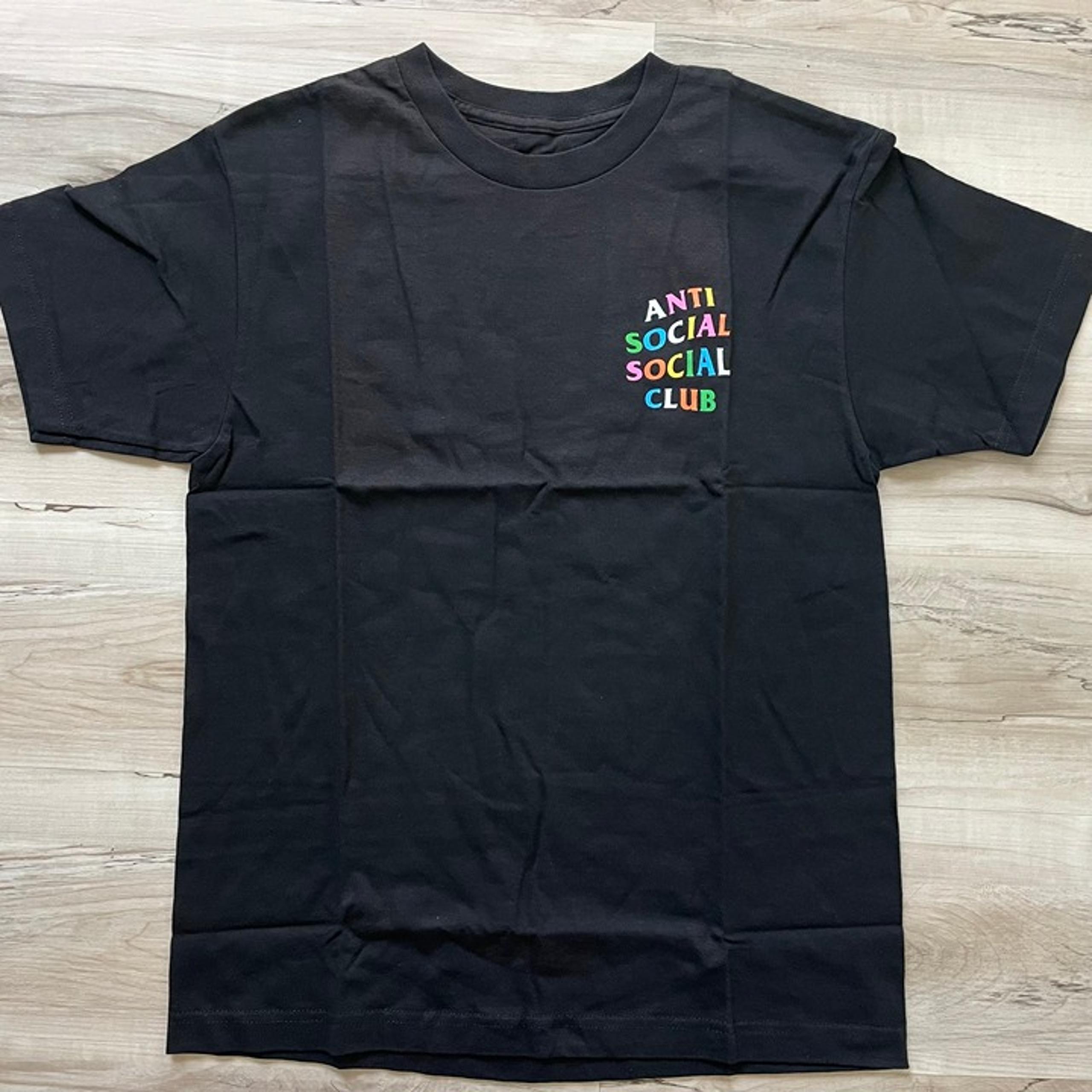Anti Social Social Club Rainbow Logo T-Shirt Black Sz S 100% Cotton Made in USA
