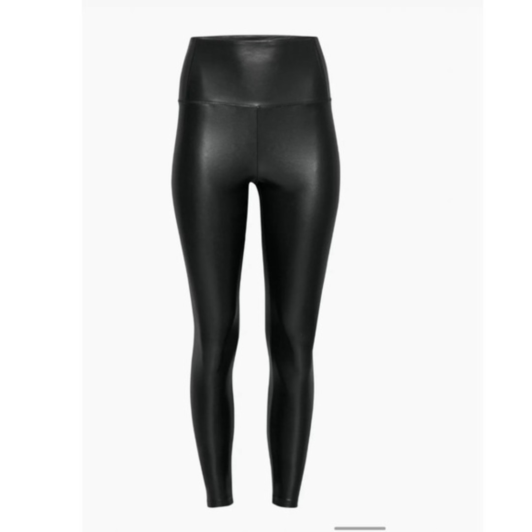 Aritzia Wilfred Free Daria vegan leather high waist pants leggings L bla…