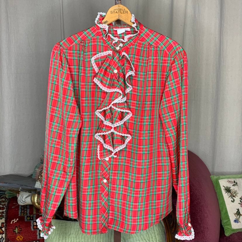 80s Ruffled Tarten Blouse