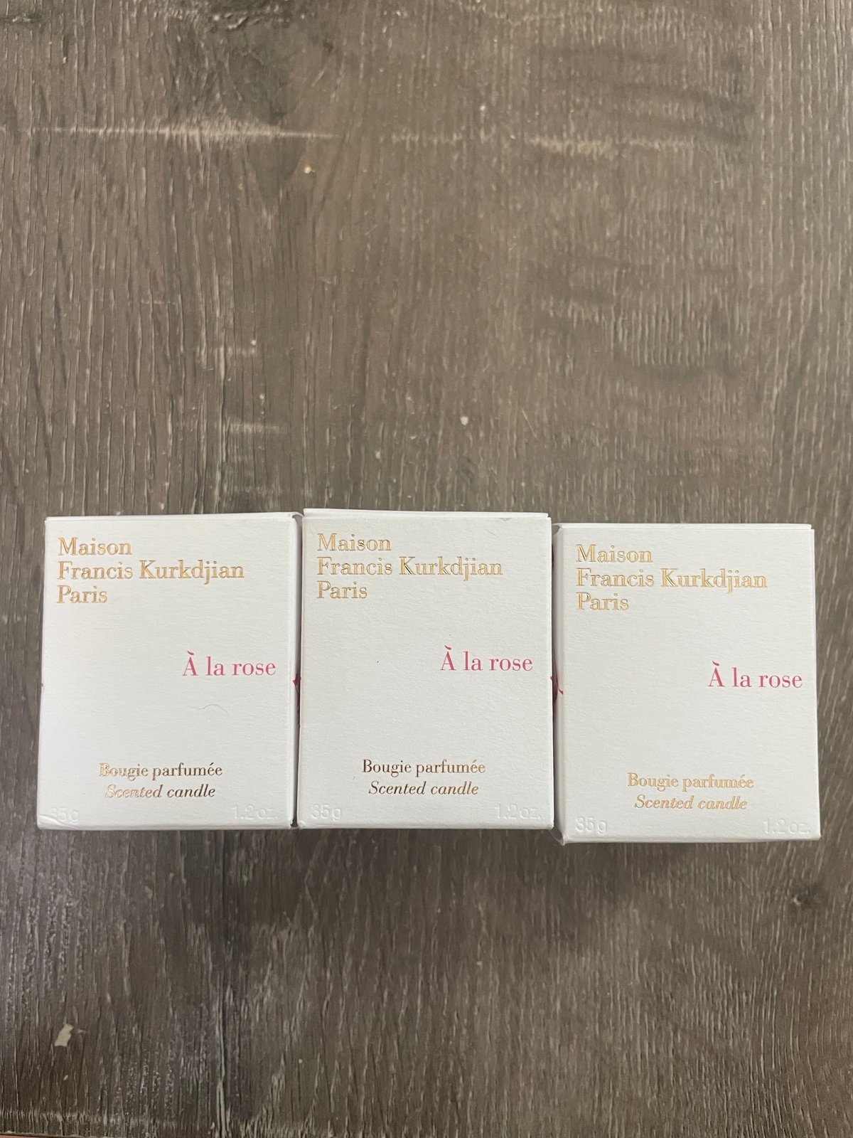 New- Set of 3- Authentic Maison Francis Kurkdjian A la Rose Scented Candle Mini