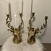 Brass Candelabra candle holders Buck with Antlers Deer Head 13 Tall gold color