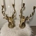 Brass Candelabra candle holders Buck with Antlers Deer Head 13 Tall gold color