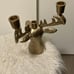Brass Candelabra candle holders Buck with Antlers Deer Head 13 Tall gold color