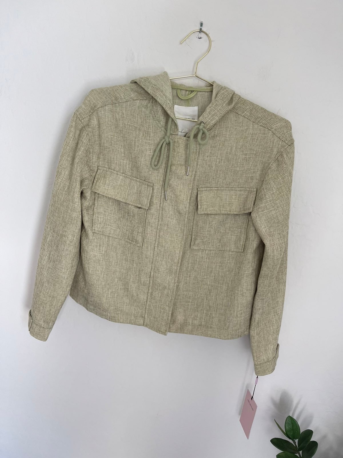 AVEC LES FILLES Hooded Button Down Zipped Shacket Jacket Sz Small NWT