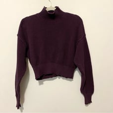 Free People Beach Eggplant Purple Cropped Sweater XS