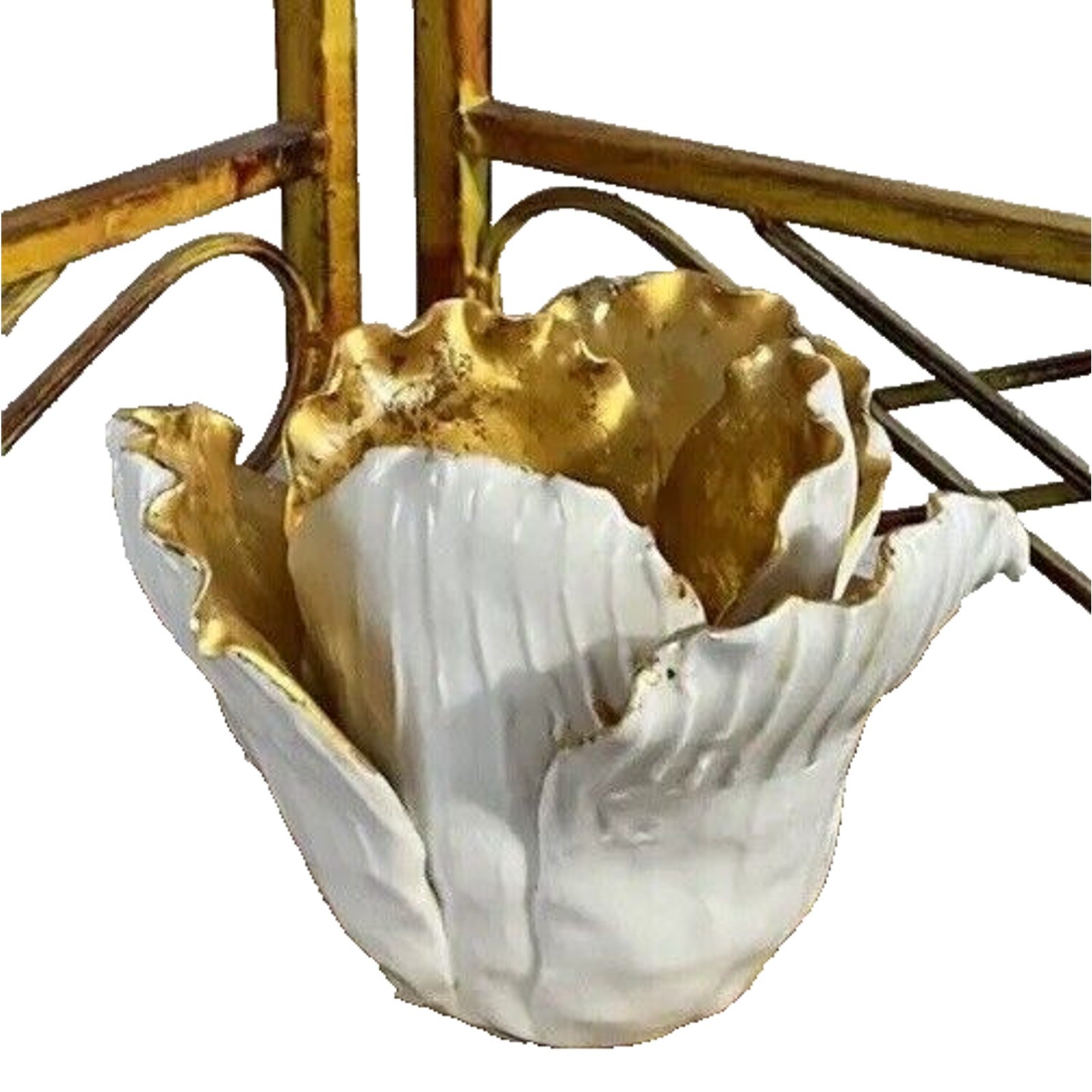 Handpainted Italian Ceramic Votive Candle Holder Italy Tulip Gold Gilded 4 MCM