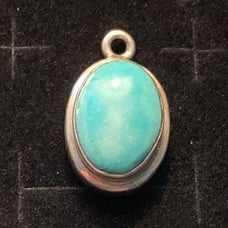 VINTAGE - Sterling Med. Size, Bezel Set LARIMAR PENDANT