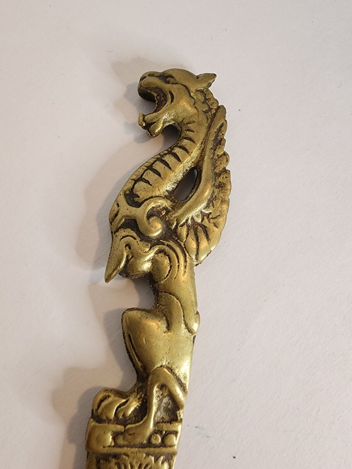 Antique Chinese Brass Griffin Dragon Letter Opener 9