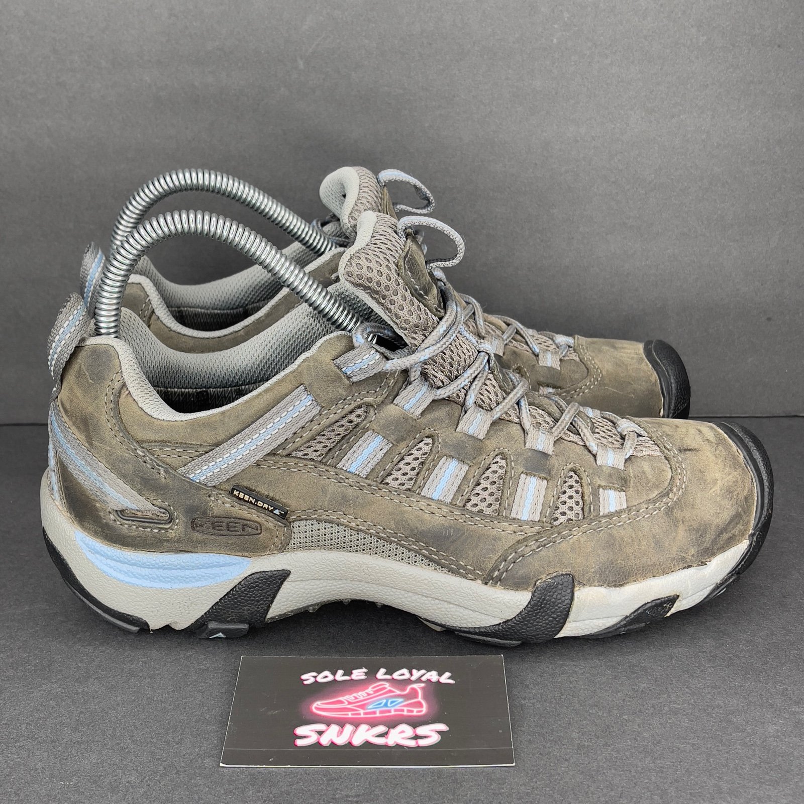 Keen Alamosa Women's Leather Trail Hiking Shoes Gray Blue Size 8.5.