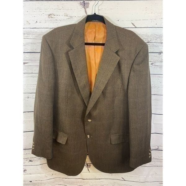 Alan Flusser Brown Lambswool Brown Mens Blazer Size 48 R