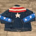 Vintage Bill Blass Hand Painted Denim Jean Trucker Women Jacket Coat Size Medium