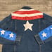 Vintage Bill Blass Hand Painted Denim Jean Trucker Women Jacket Coat Size Medium
