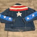 Vintage Bill Blass Hand Painted Denim Jean Trucker Women Jacket Coat Size Medium