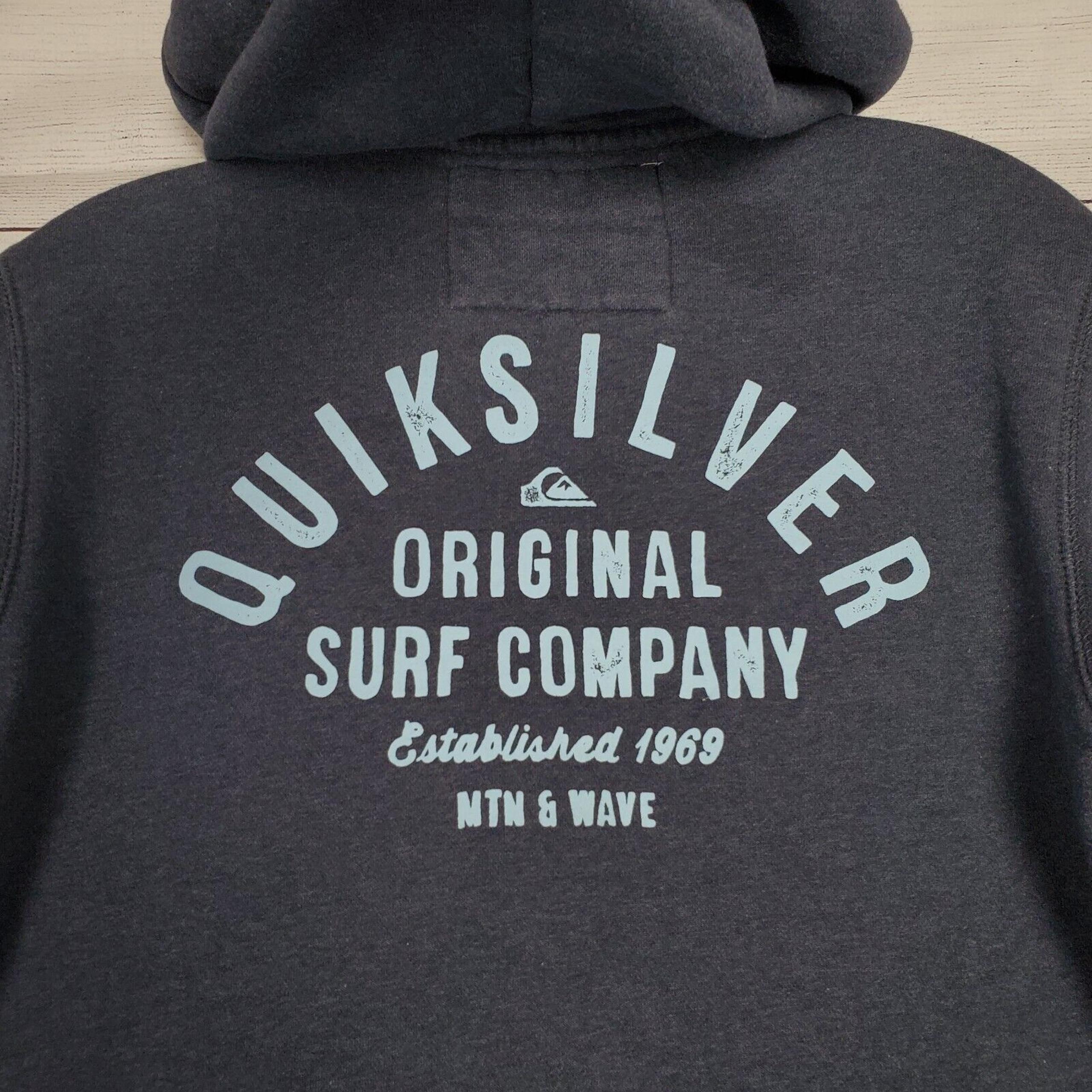 Quiksilver Hoodie Mens Size Small Zipper Jacket Dark Blue Surfer Pockets Fleece