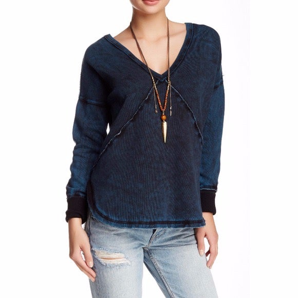 Free People Western Pullover Indigo