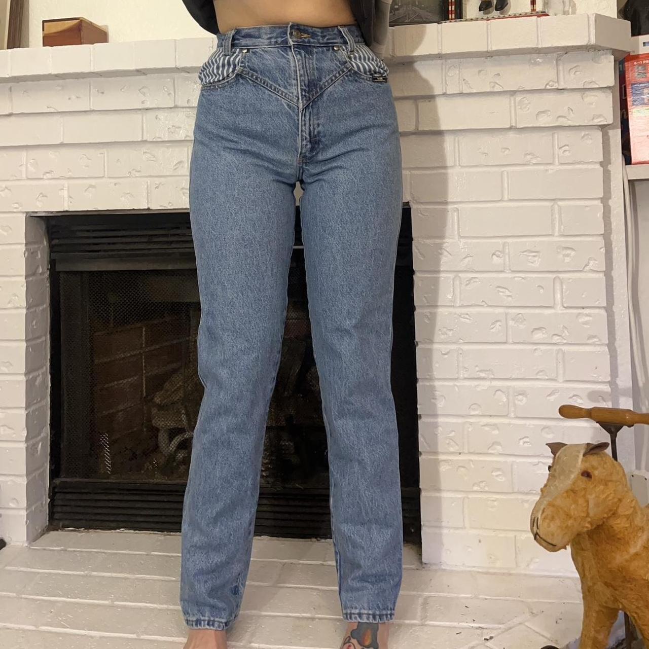 Women's Blue and White Jeans