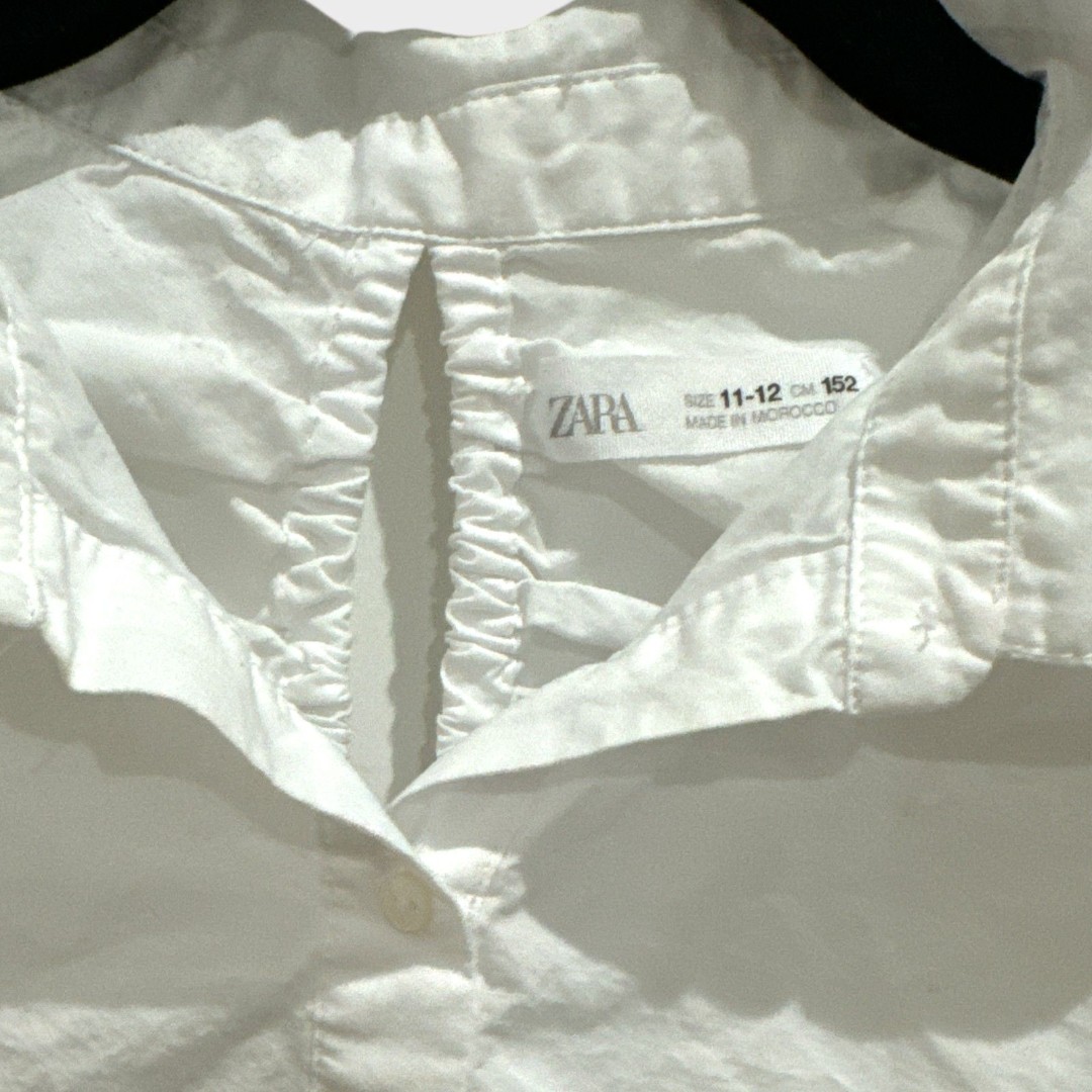 Zara Kids White Poplin Blouse SZ 11-12 EUC