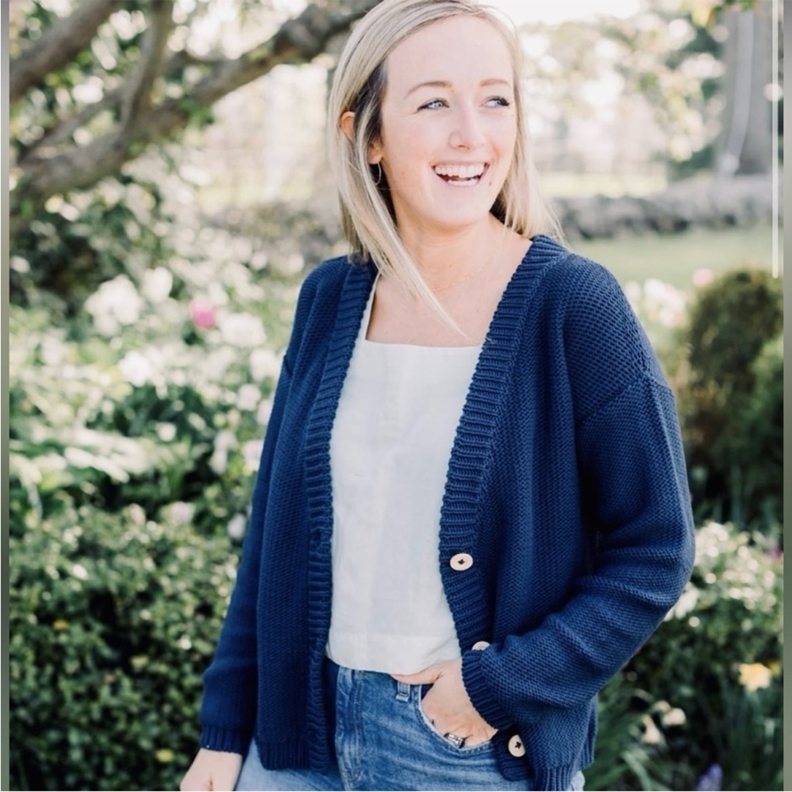 ShXt That I Knit Peruvian Cabot Cardigan Sweater | Blue | XS