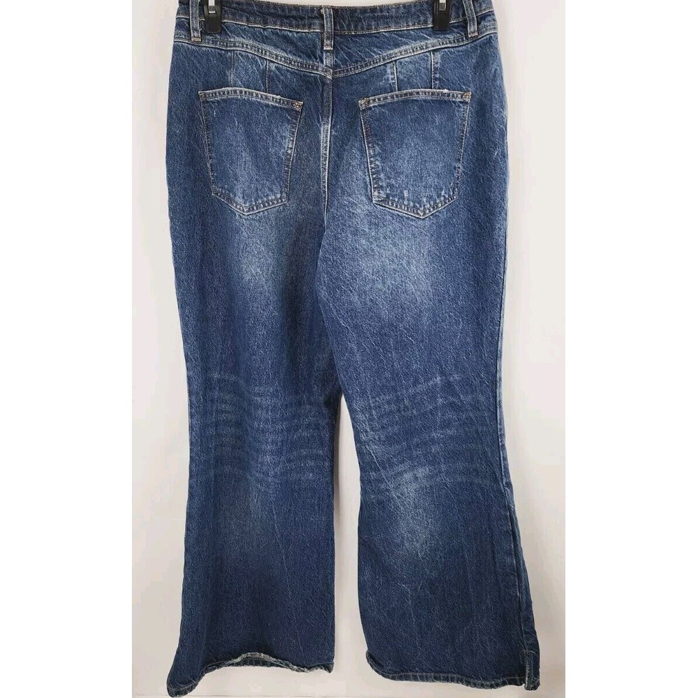 We the Free Crvy High Rise Mom Jean Bell Bottom Blue Jeans Womens Wide Leg 32