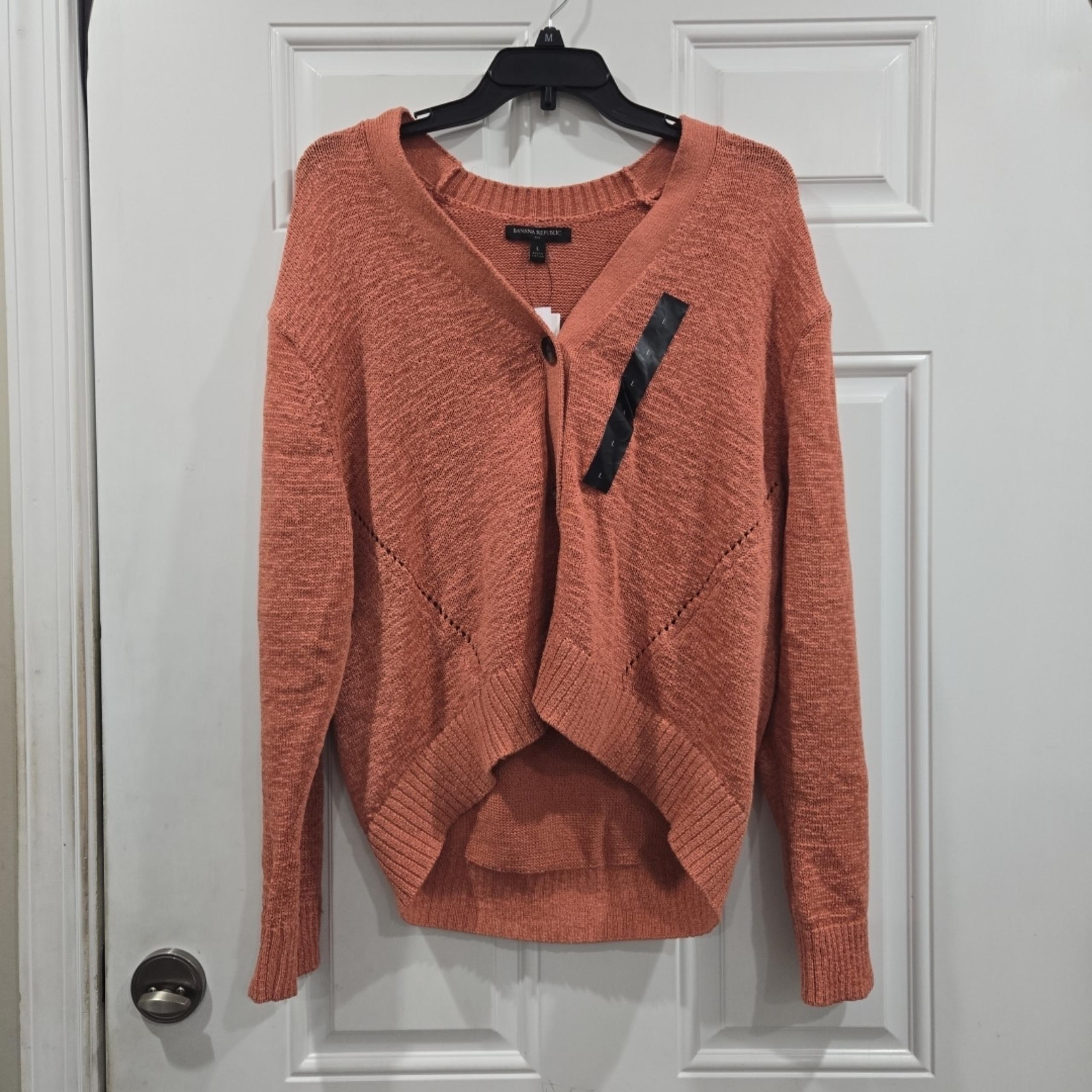 Banana Republic Orange Cardigan Sweater Button Up Size L NWT