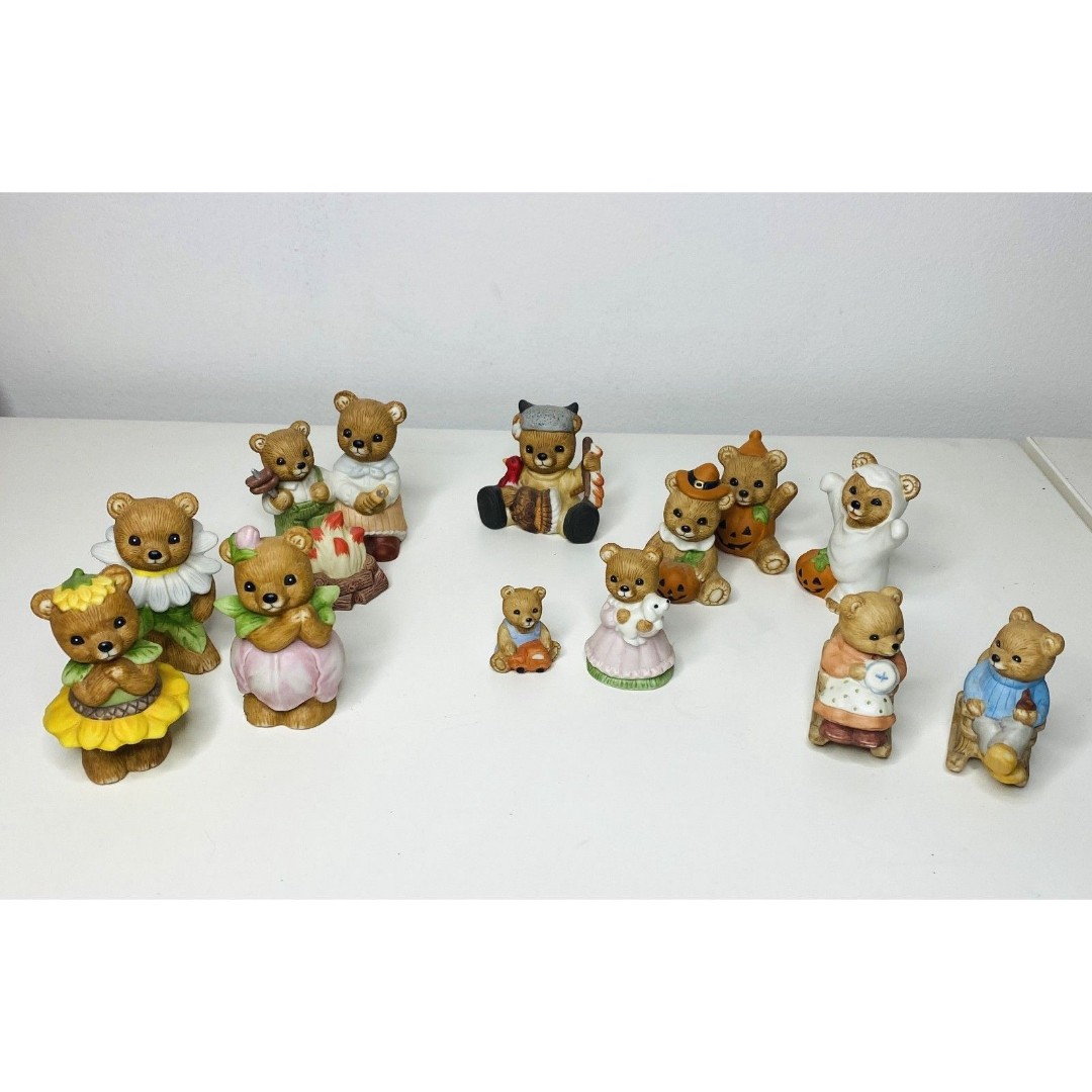 Vintage Homco Home Interior Bear Figurines Rare 13 Piece Lot Hard to Find