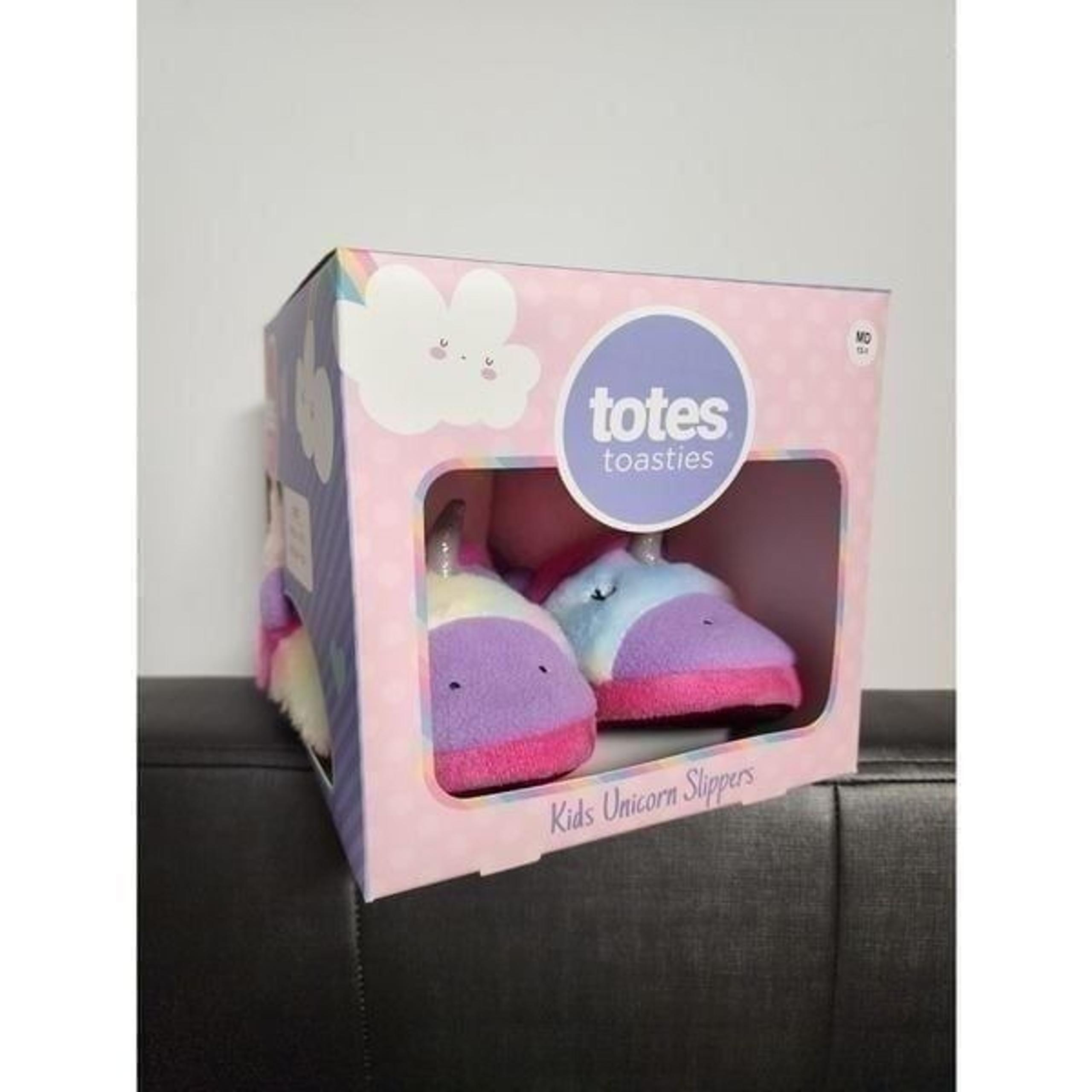New Totes Toasties Kids Unicorn Slippers New In Box Kids Size Medium (13-1)