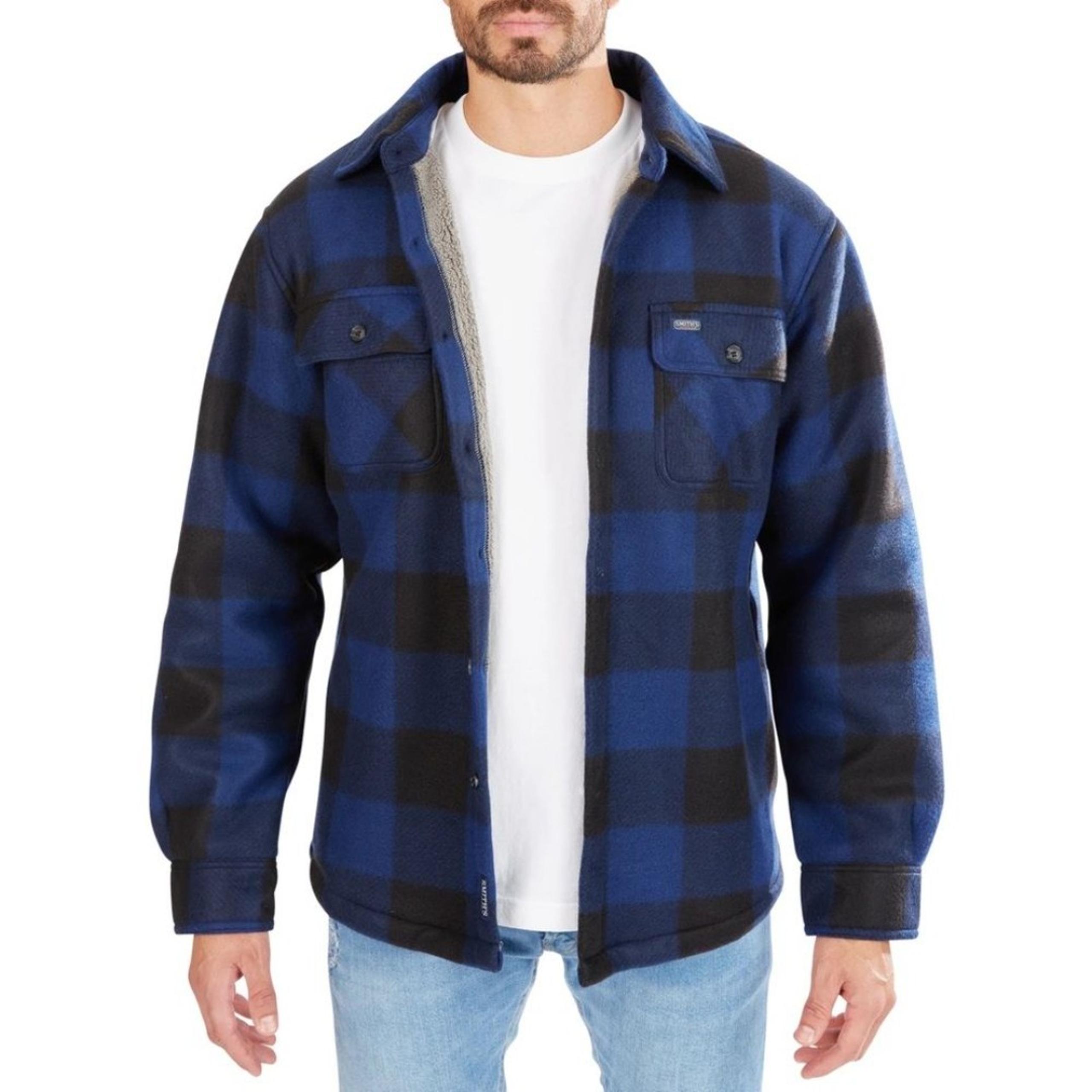 RedHead Blue & Gray Plaid Sherpa Lined Button Up Shirt Jacket Mens Size M