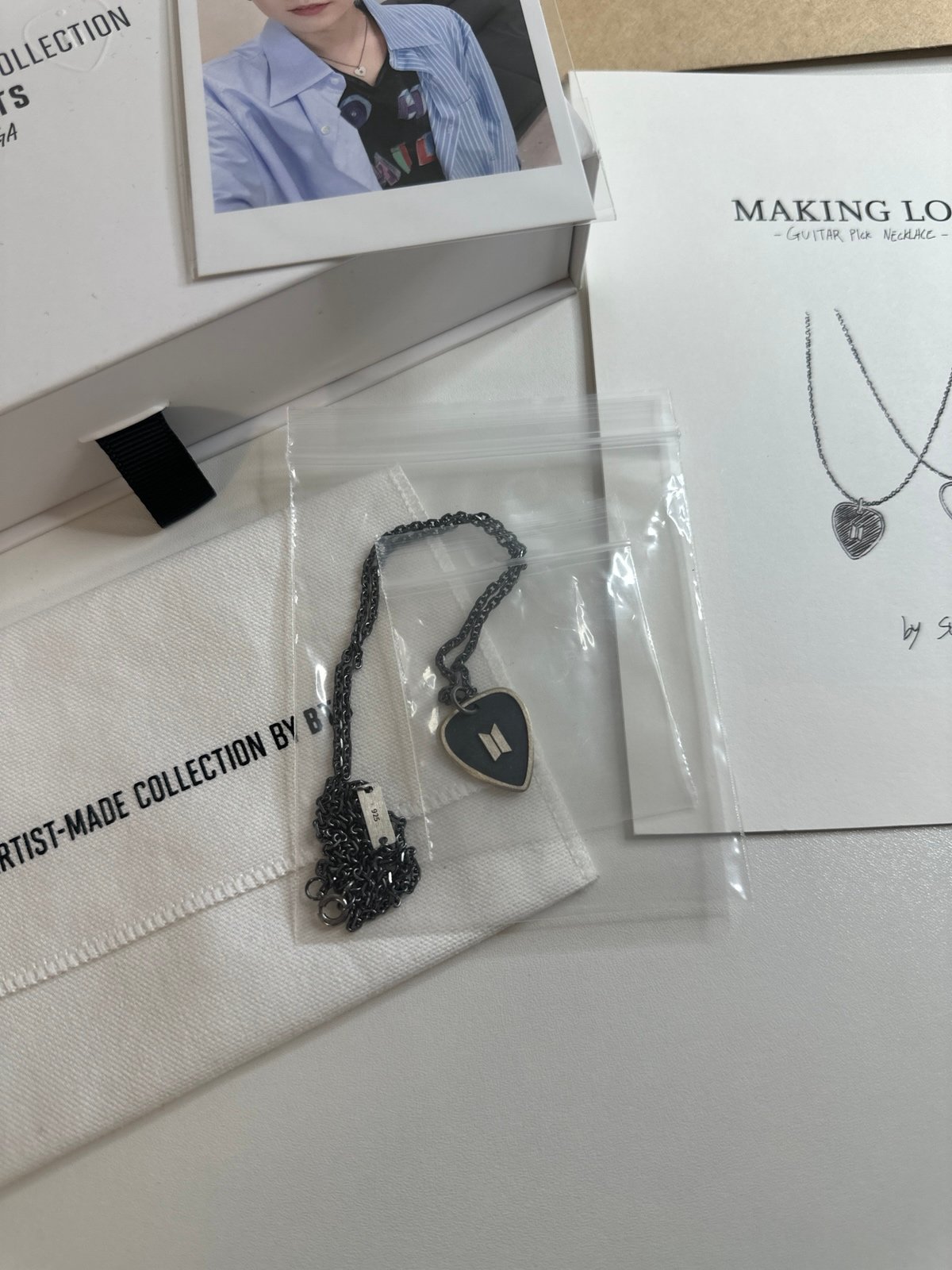 BTS SUGA YOONGI ARTIST MADE MERCH GUITAR PICK NECKLACE BLACK