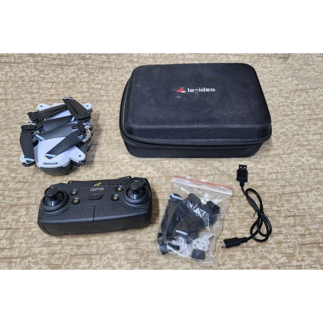 Le Idea 10 GPS Drone with Camera and Case for Adults - White