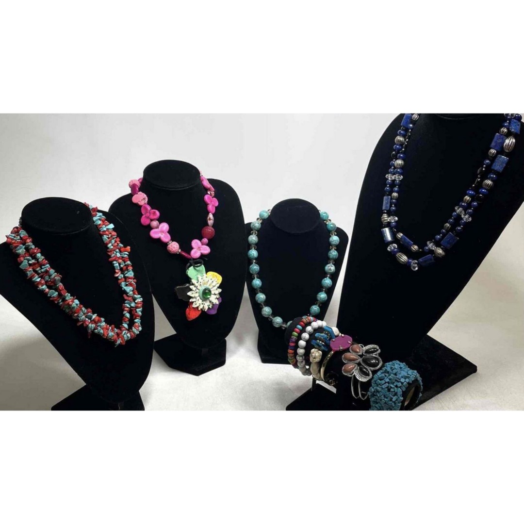 10pc Mineral (Turquoise, Coral & more) Necklaces and Bracelets Jewelry Bundle
