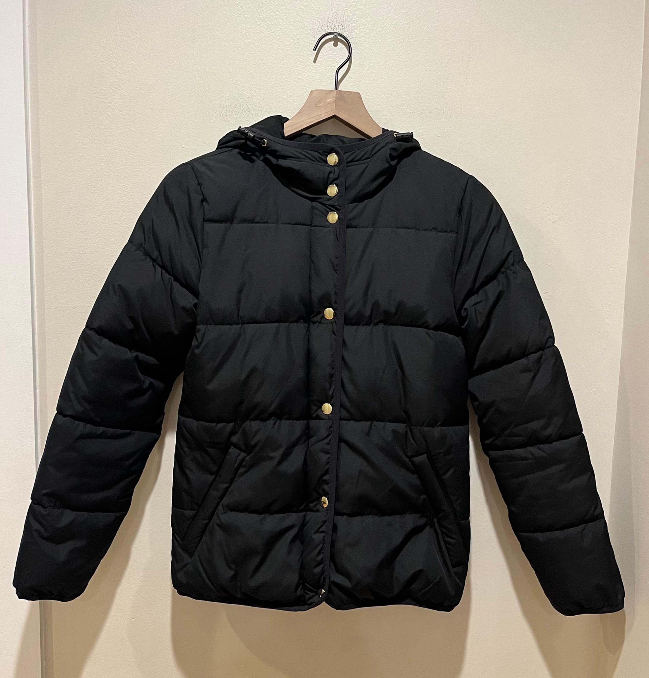 J Crew Mercantile Black Short Hooded Puffer Coat - Women’s Size XXS