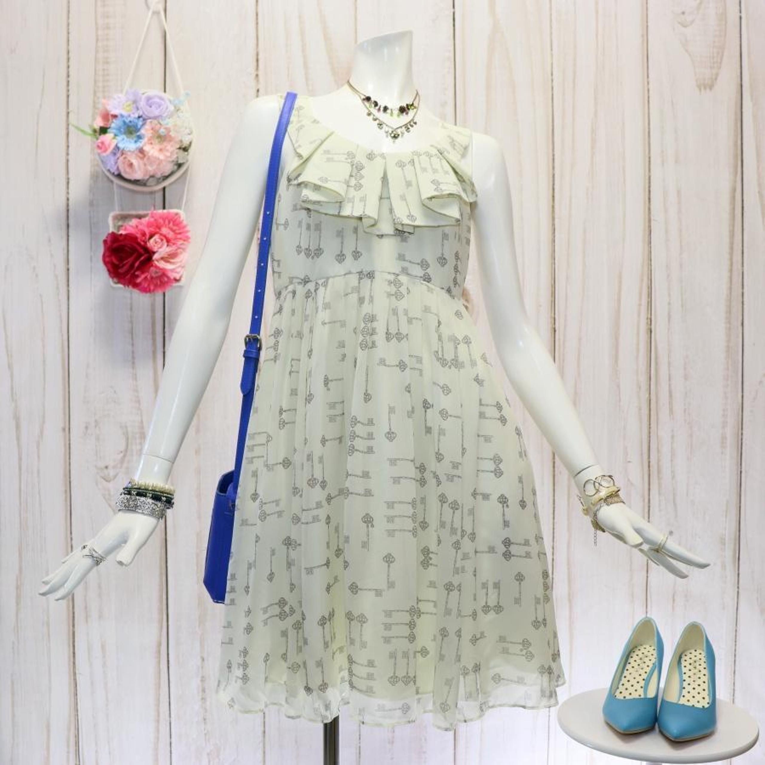 Ted Baker Frill Sleeveless Dress, Size S, Off-White, Alice's Key