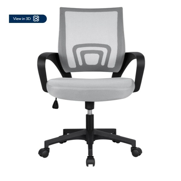 Smile Mart Steel Manager's Chair, 220 lb, Gray