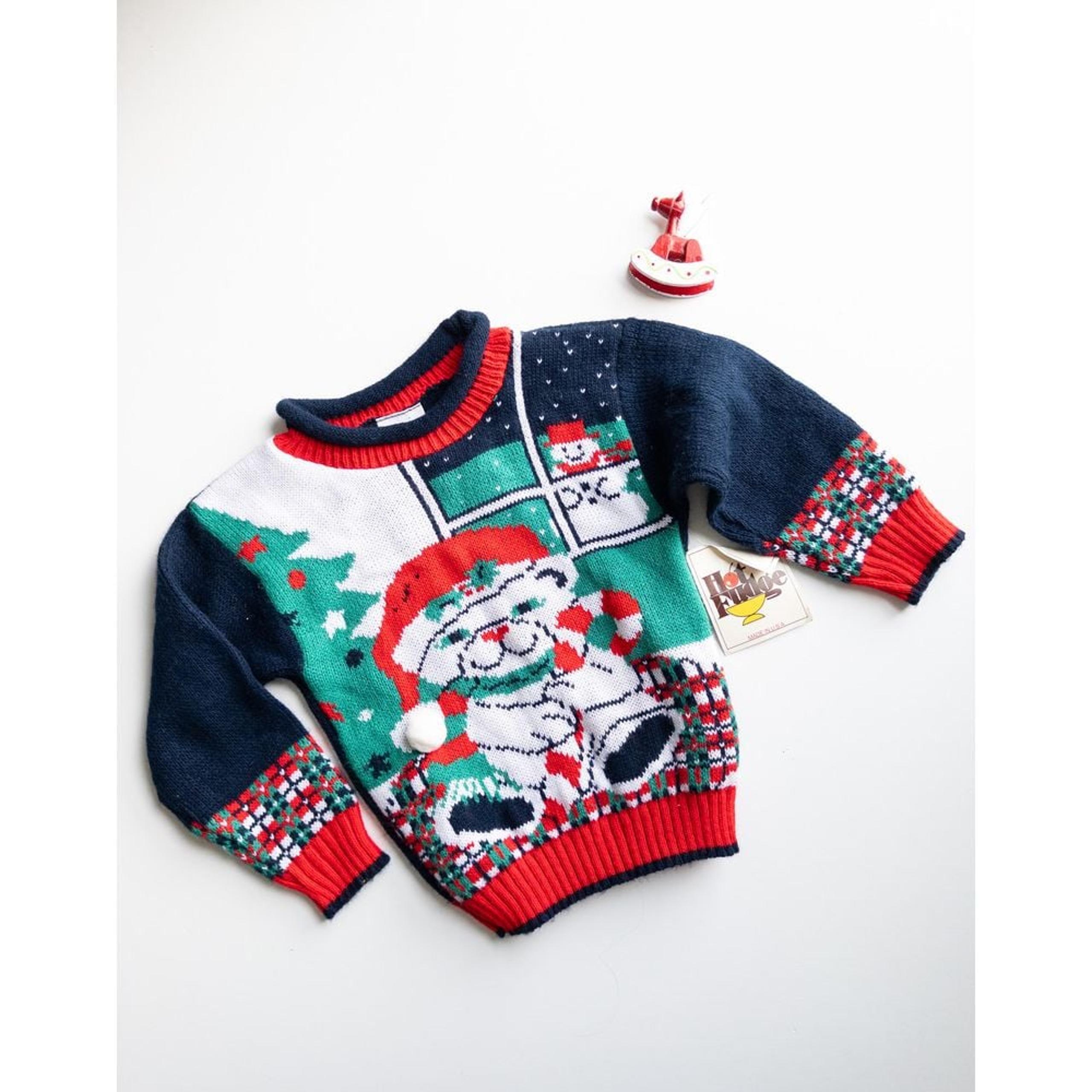 VTG Hot Fudge Kids Polar Bear Christmas Sweater Holiday Winter Knit Pullover