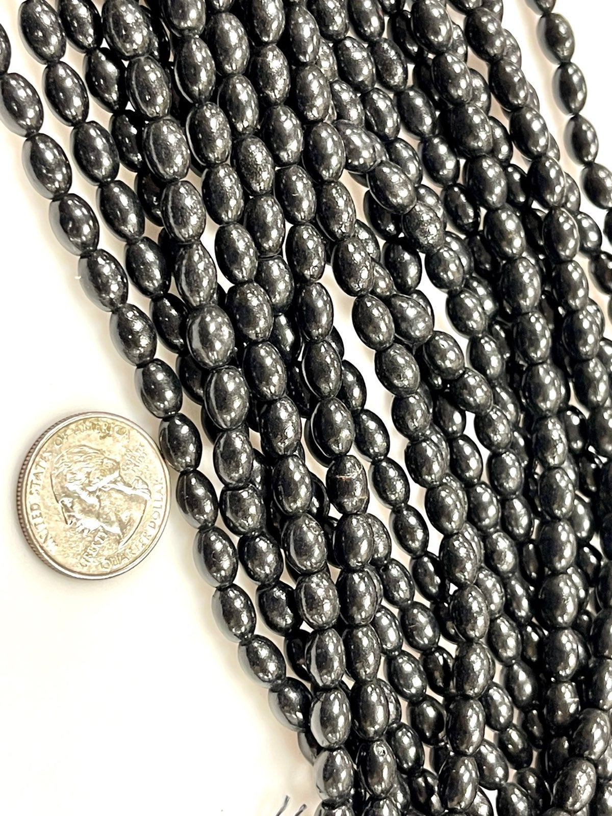 3 Strands 8x6mm Black Coral Gemstone Bea