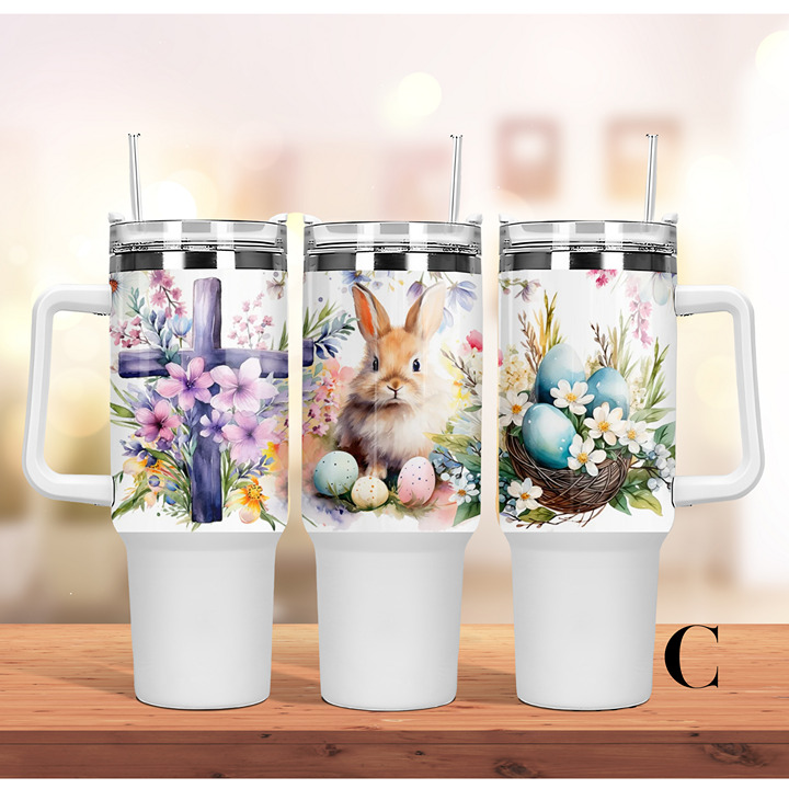 Happy Easter 40oz Tumbler,quencher tumbler,Easter Bunny Gift 40 oz tumbler doubl