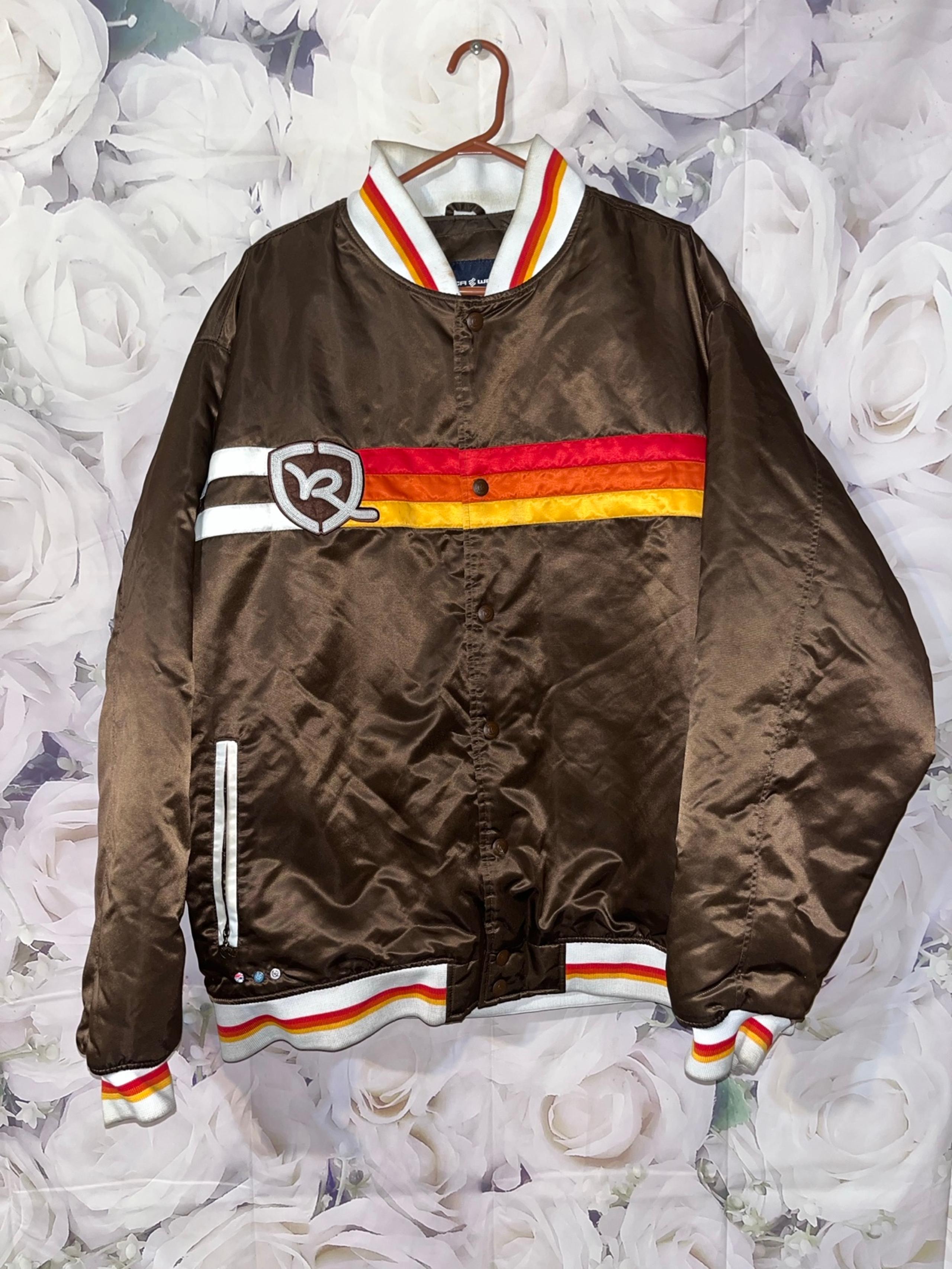 Vintage Y2K Rocawear Jacket Satin Bomber Jacket Brown Mens Size 3XL