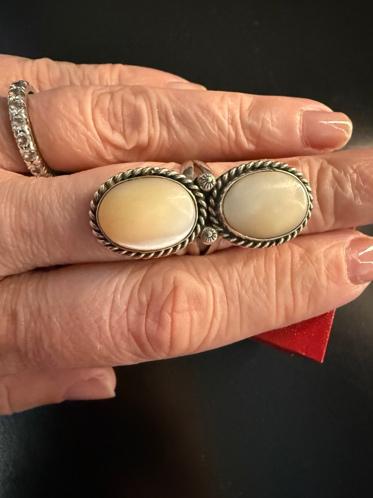 Sterling silver ring with pearl like stone