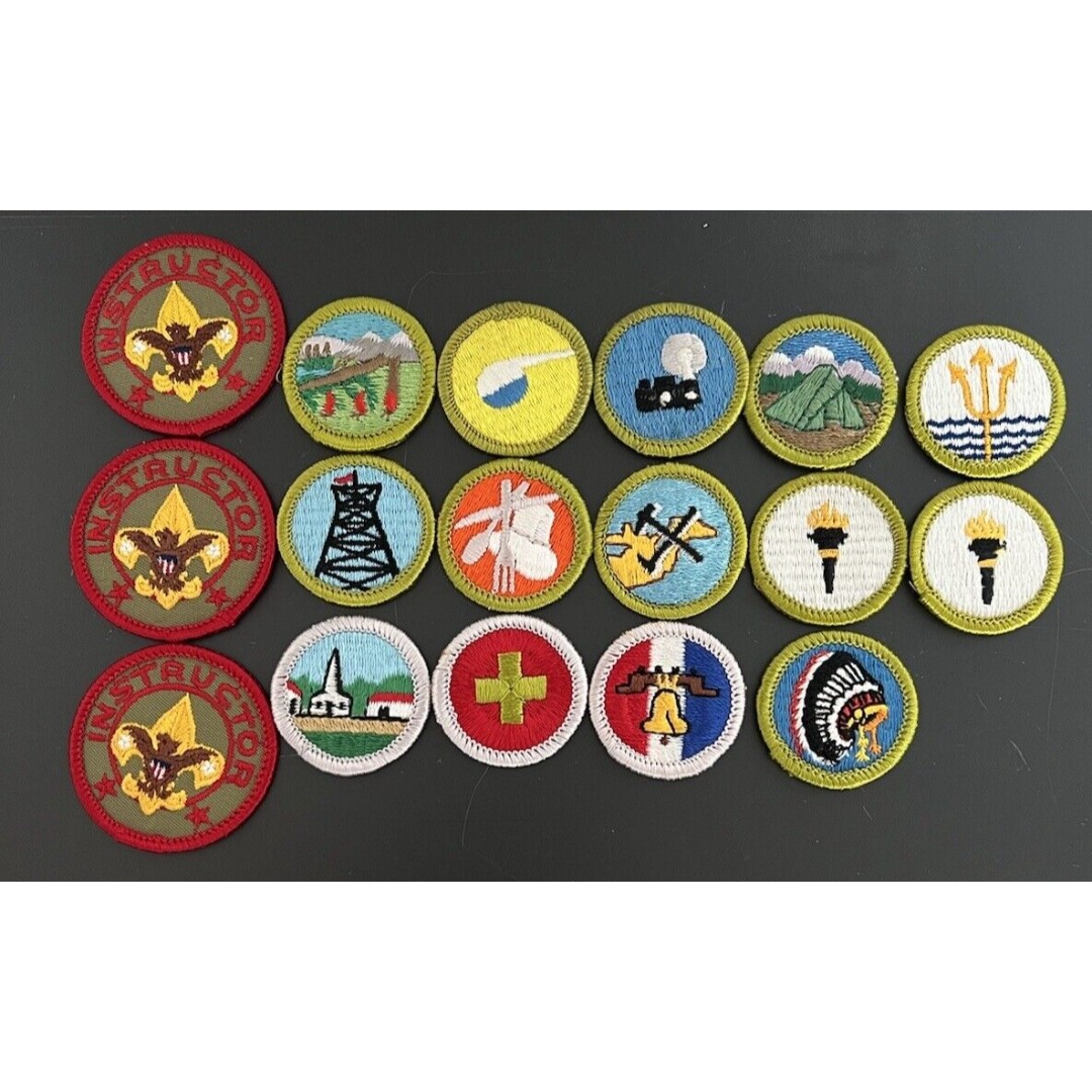 Lot of 17 Boy Scout BSA Merit Patches and Instructor Patches