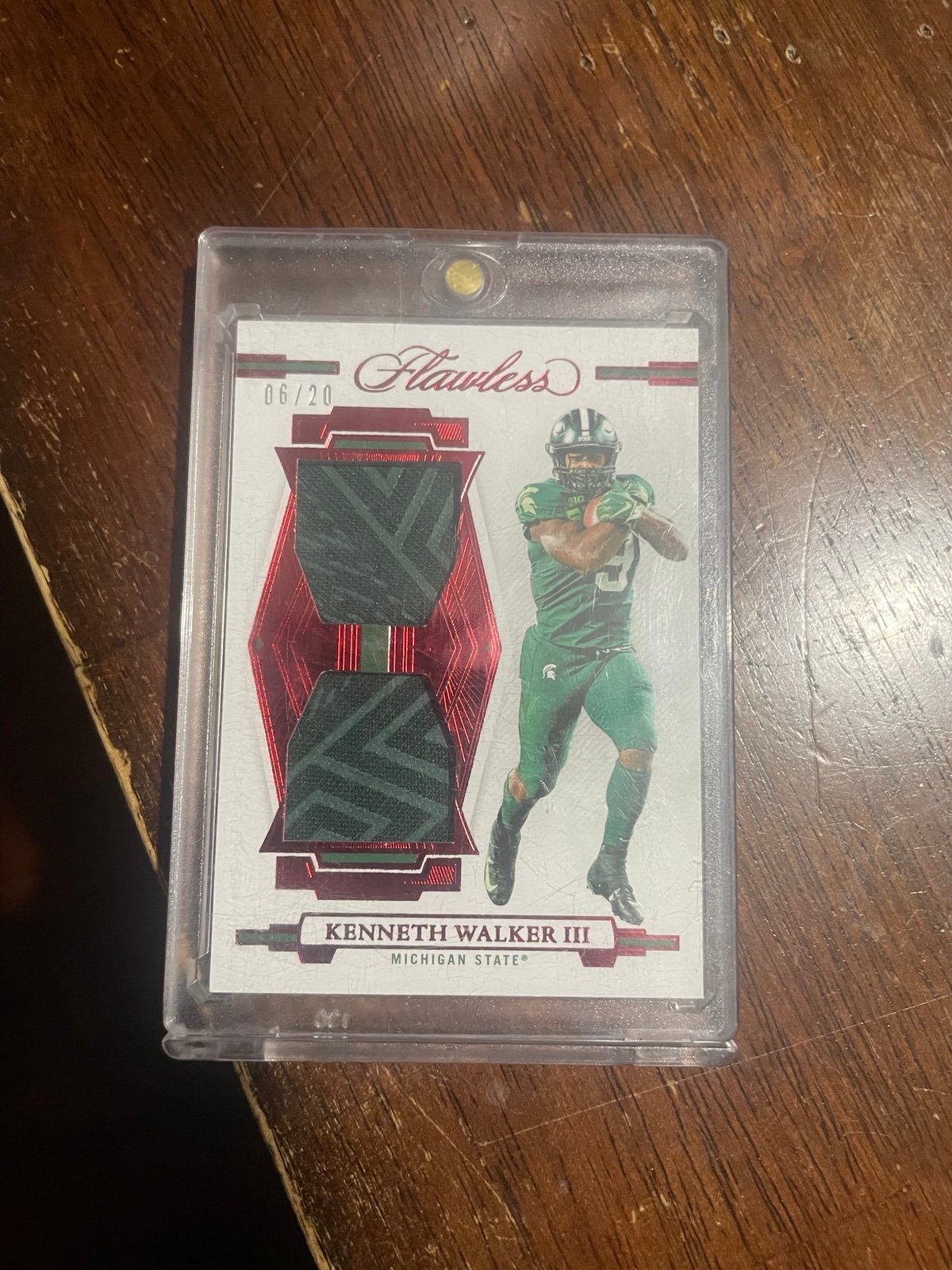 2022 Flawless Collegiate Kenneth Walker Ruby Dual Patch /20