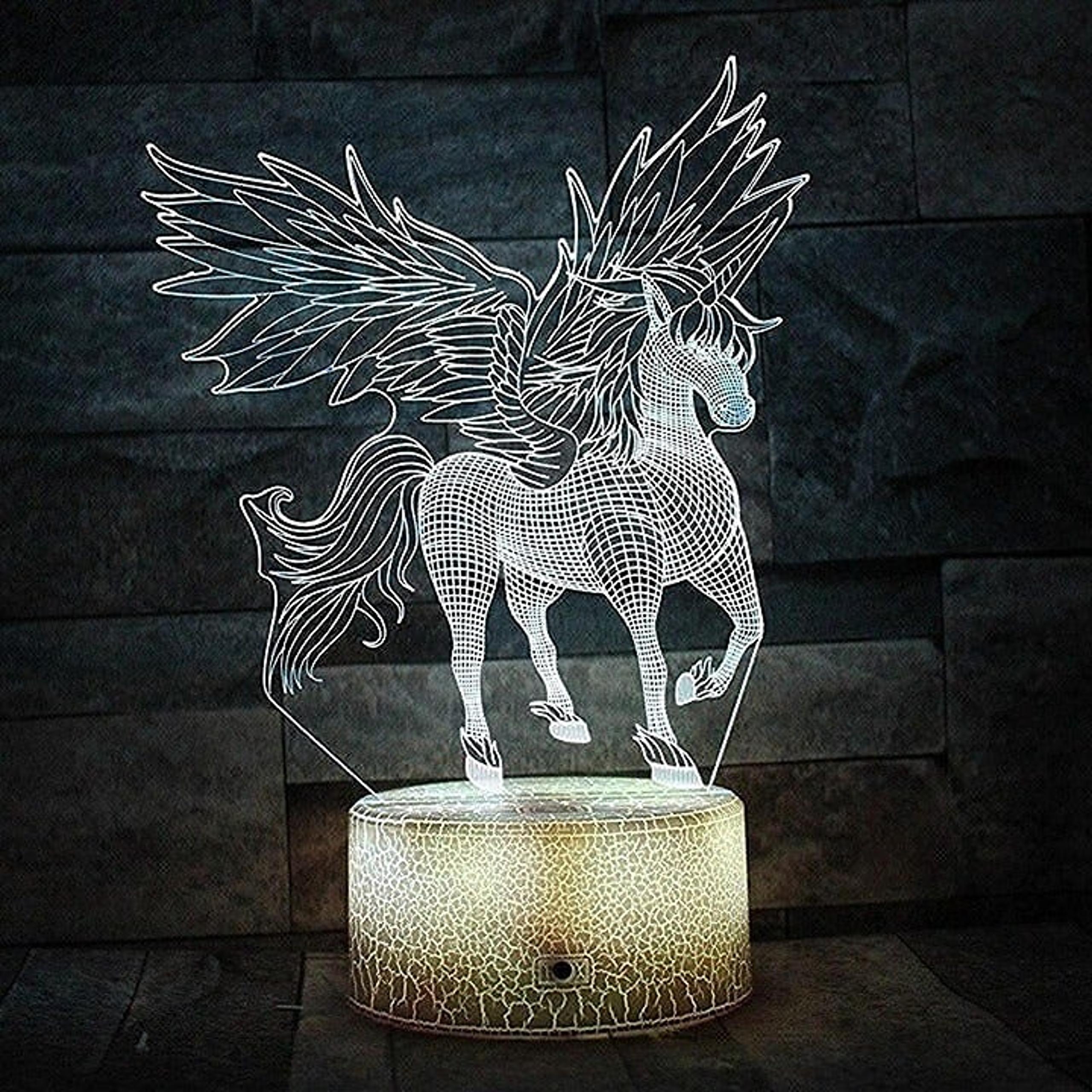 3D USB (7 Colors) Unicorn Shape Night Light/Desk Lamp with Touch Button Control